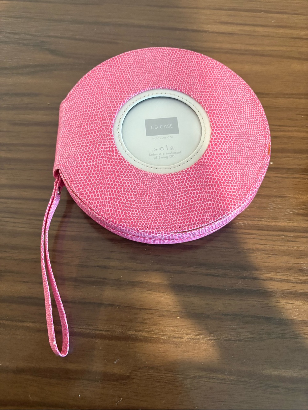 Sola Pink Faux Leather Y2K CD/DVD Zippered Case w/ Wrist Strap (20 Slots) BRAT